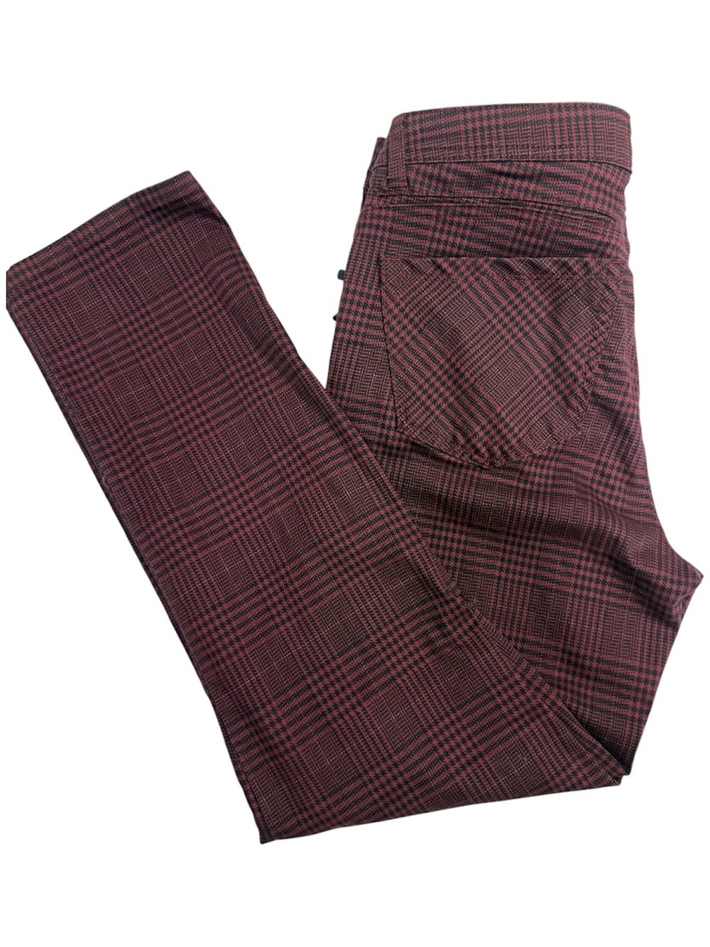 Democracy Ab Solution  Burgundy Plaid Dress Pants Size 8